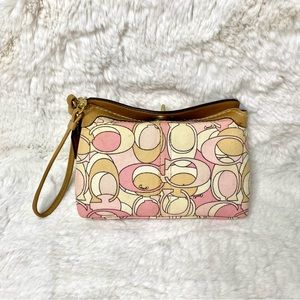 Beige/pink Coach wristlet
